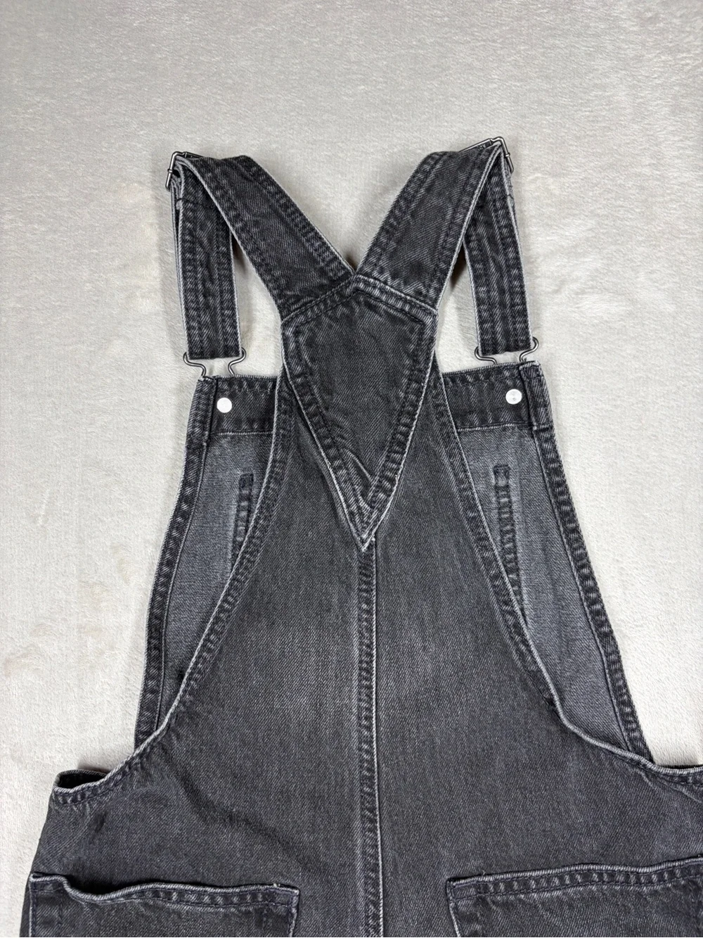 Gap Teen 100% Cotton Faded Black Shortalls Overall Shorts Size Large